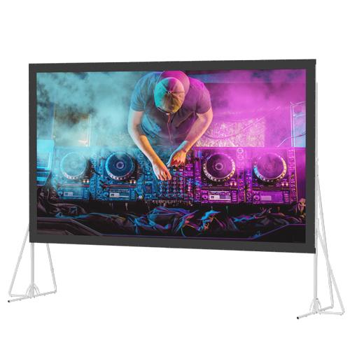 Custom Da-Lite 12'3"x21' Heavy-Duty Fast-Fold Deluxe Screen System - Drilled to Fly, no legs w/ cases